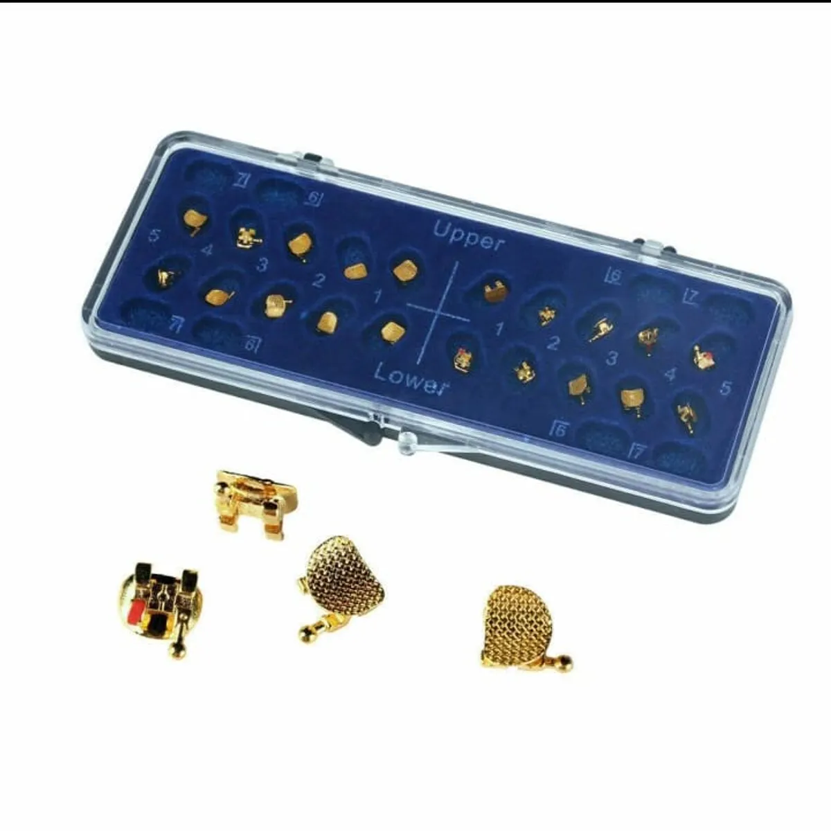 20pcs Dental Orthodontic Gold Coated Bracket Metal Mini MBT 022" 3-4-5 Hooks
