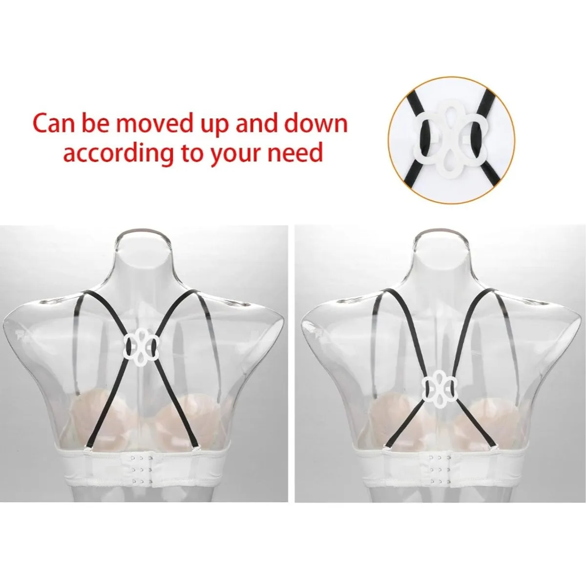 Black Strap Clips Buckles Bra Strap Anti-Slip Straps for Women -2 Flower Shape