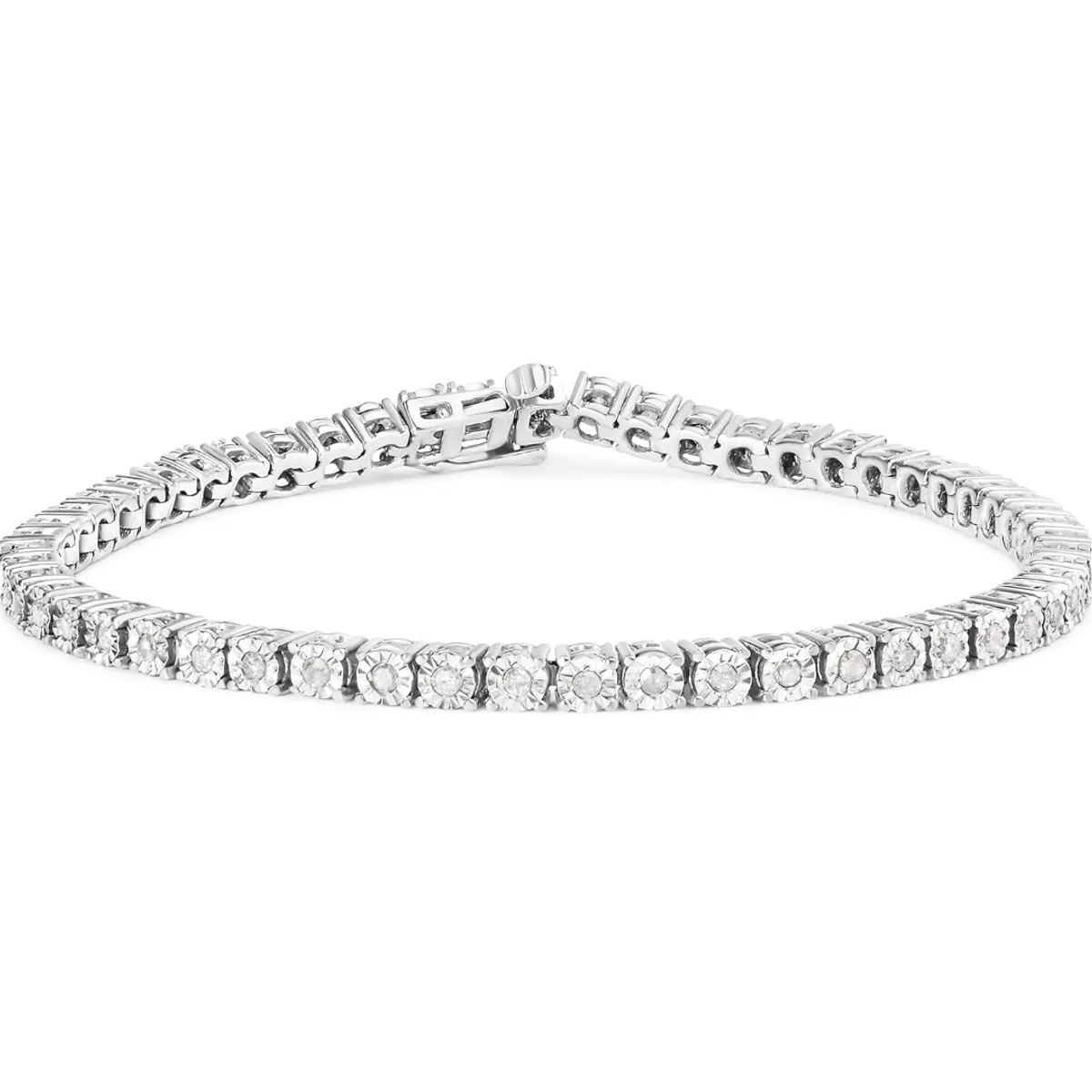 Women's Tennis White Round Diamond Bracelet