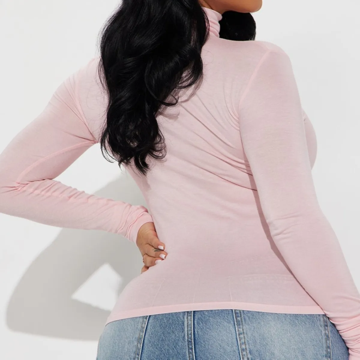 WOMEN Pink Turtles Neck Long Sleeve Top -Size-2x