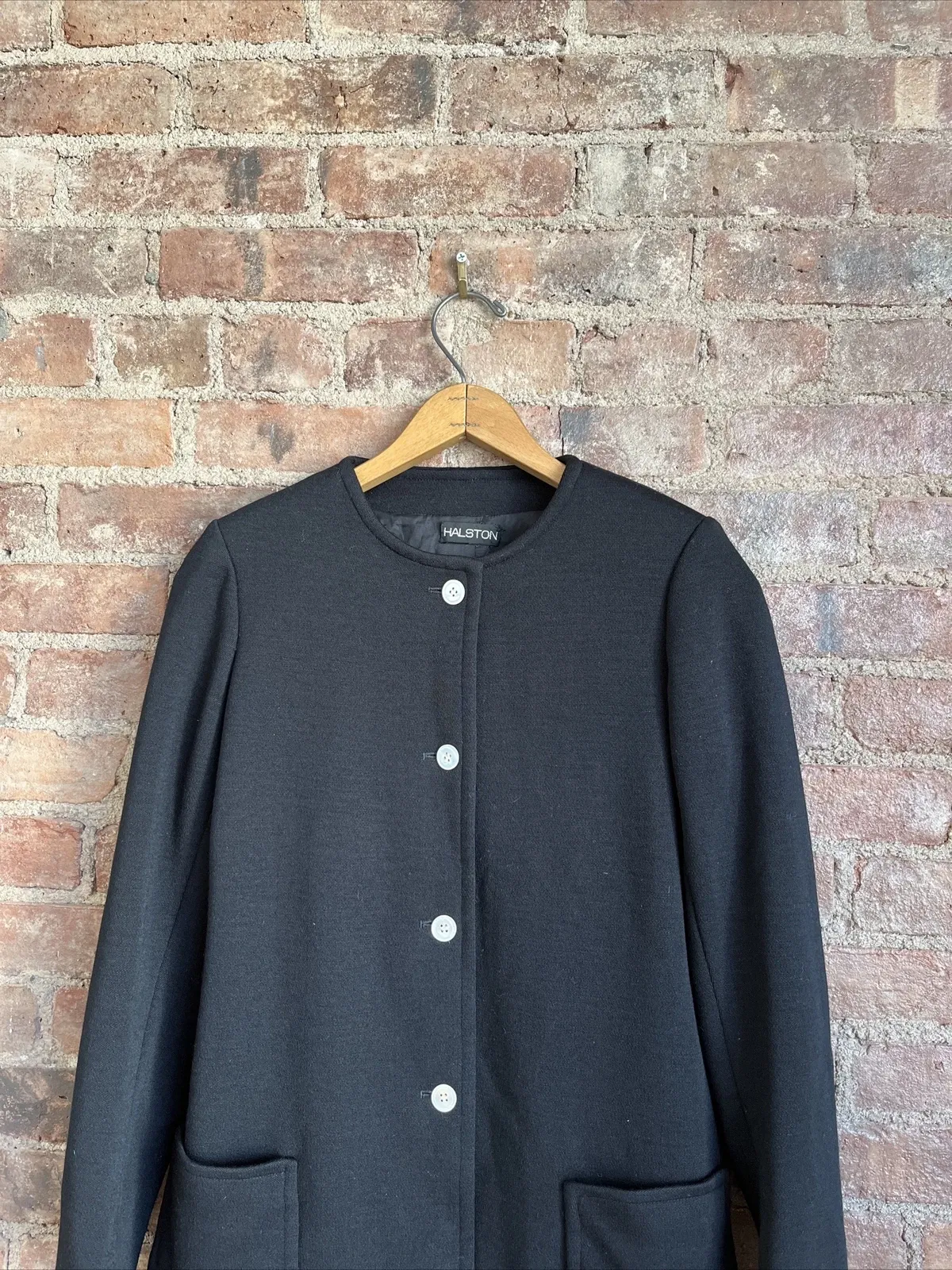 Vintage Halston Womens Knit Jacket, Sz 8 Black, 100% Wool USA Curvy M