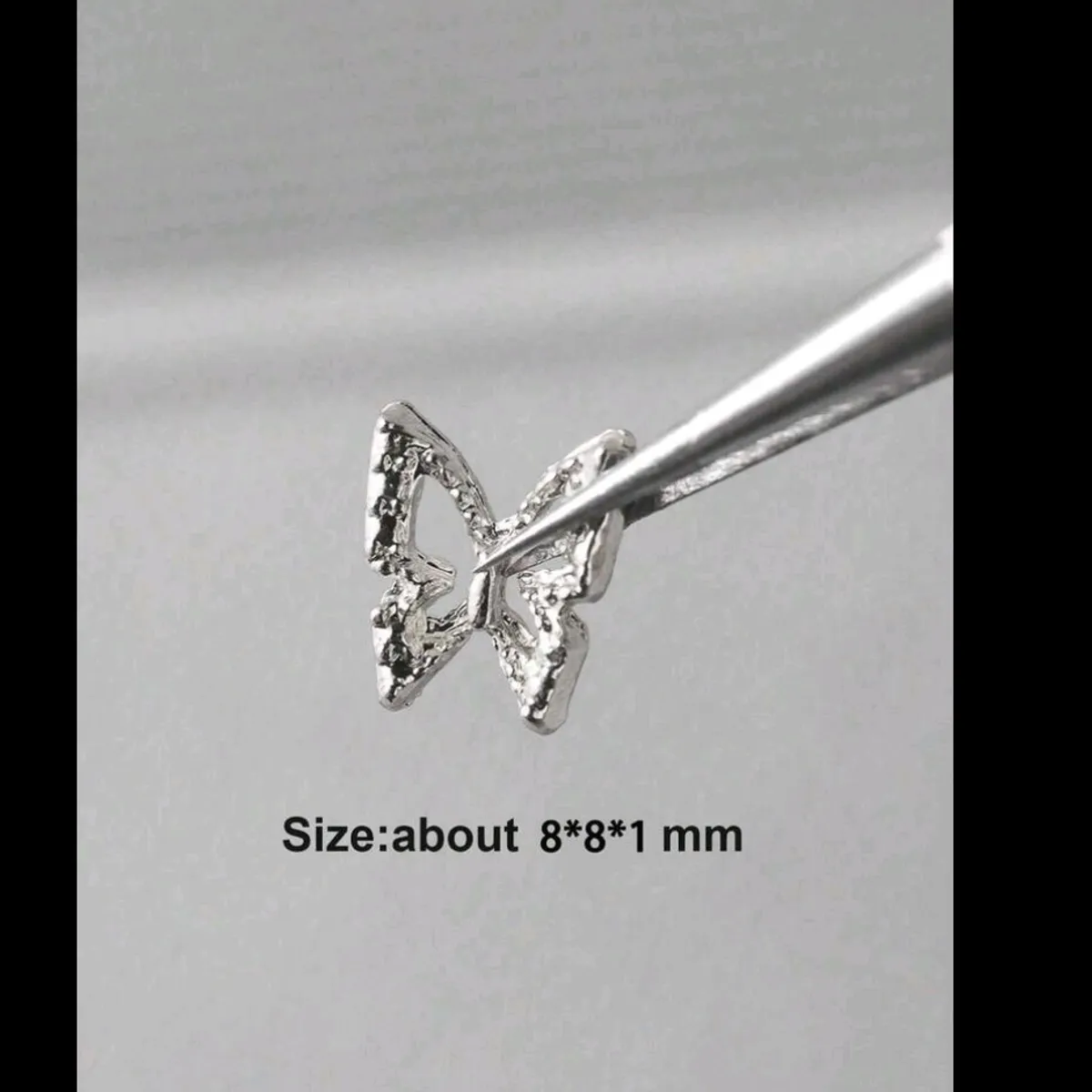 20pcs Sliver 3D Glitter Butterflies Nail  Gems