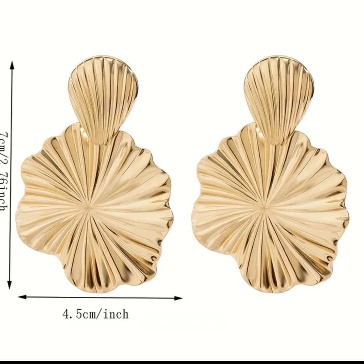 1 Pair Gold  Women Lotus Leaf Earrings