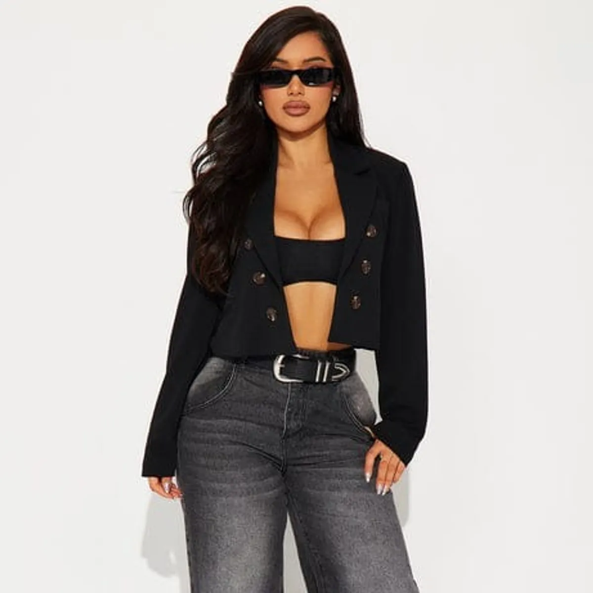 Take The Lead Cropped Blazer (Black) - Size: 3X