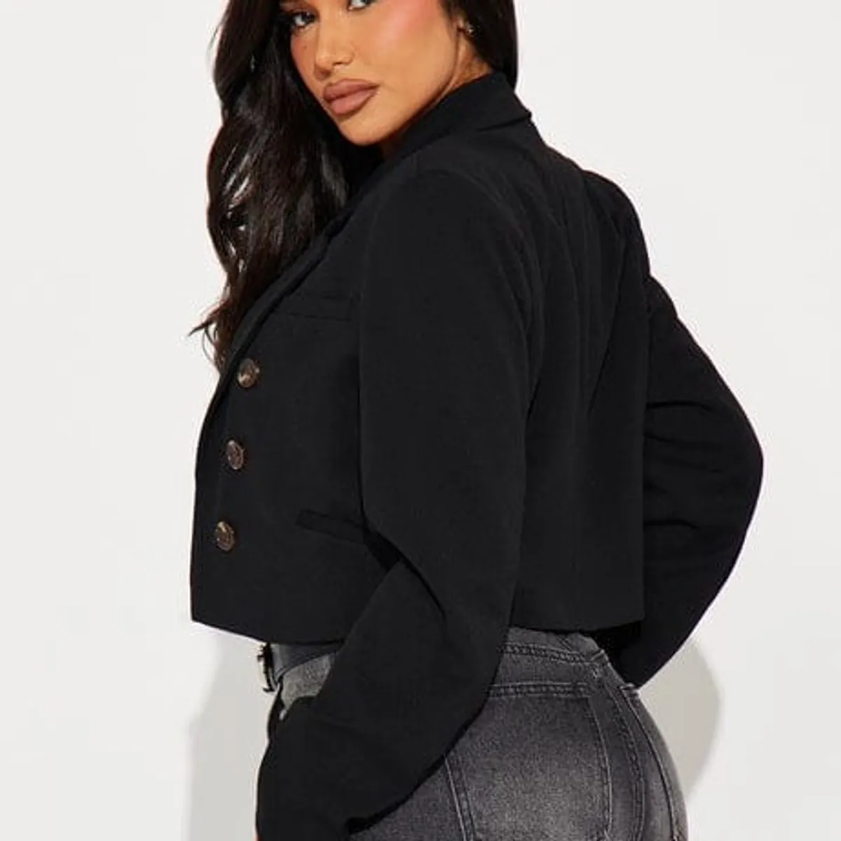 Take The Lead Cropped Blazer (Black) - Size: 3X
