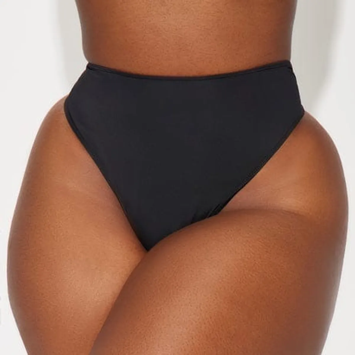 Nova Microfiber High Waist Thong Panty (Black) - Size: 3X