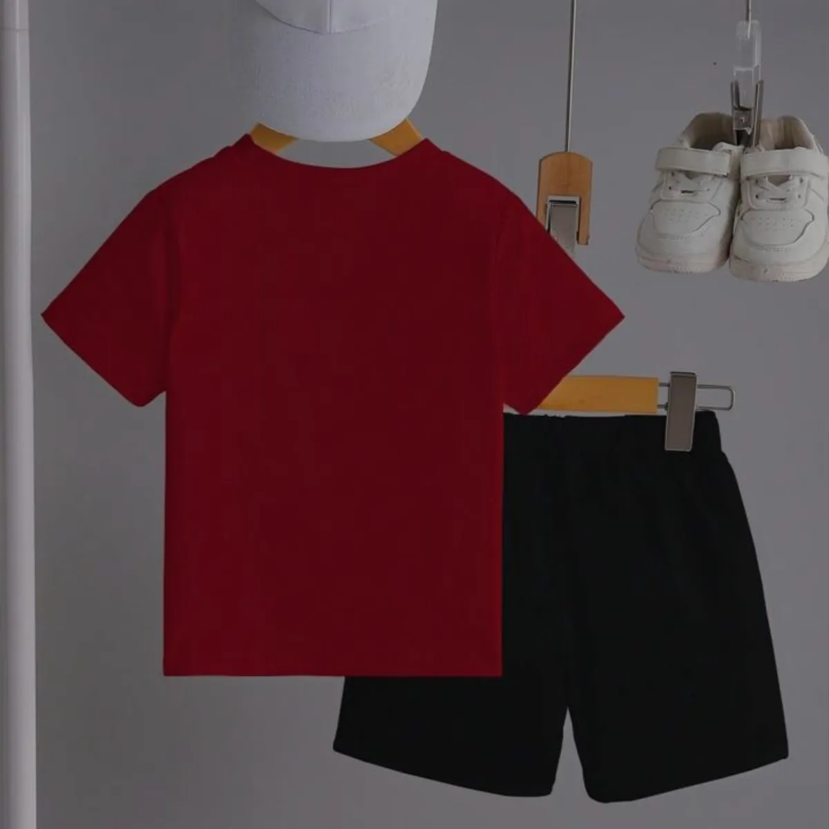 Boys'  Black & Red Spider Print T-Shirt+Spider Two-Piece Short -Size-12-18M
