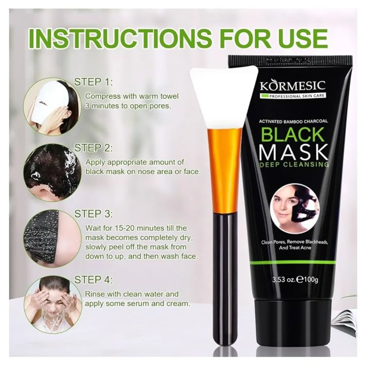 Koresmic Professional Skin Care Activated Bamboo Charcoal Black Mask