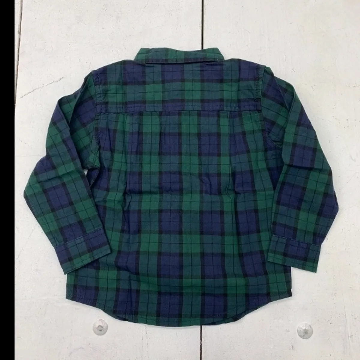 Boys Blue Green Plaid Button Up Long Sleeve Size 5T/5A