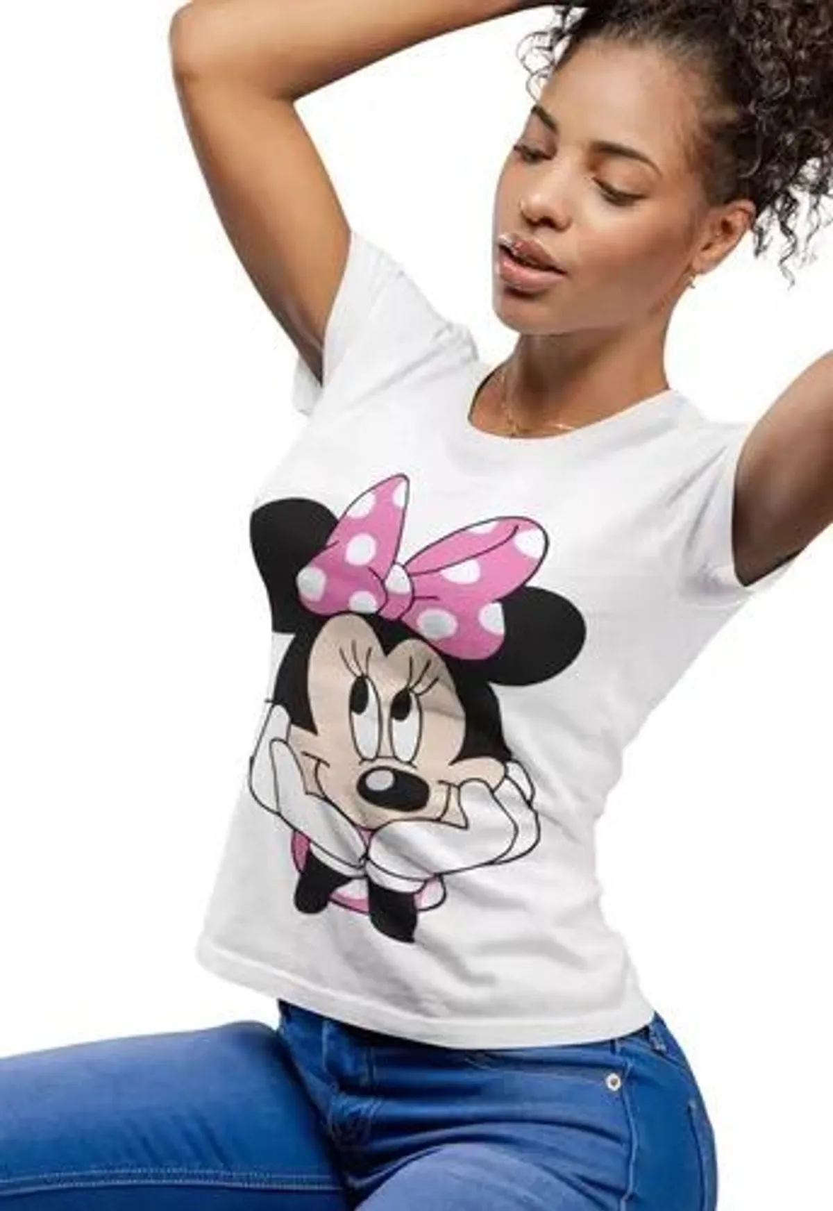 White cartoon shirt with minie mouse design Size M