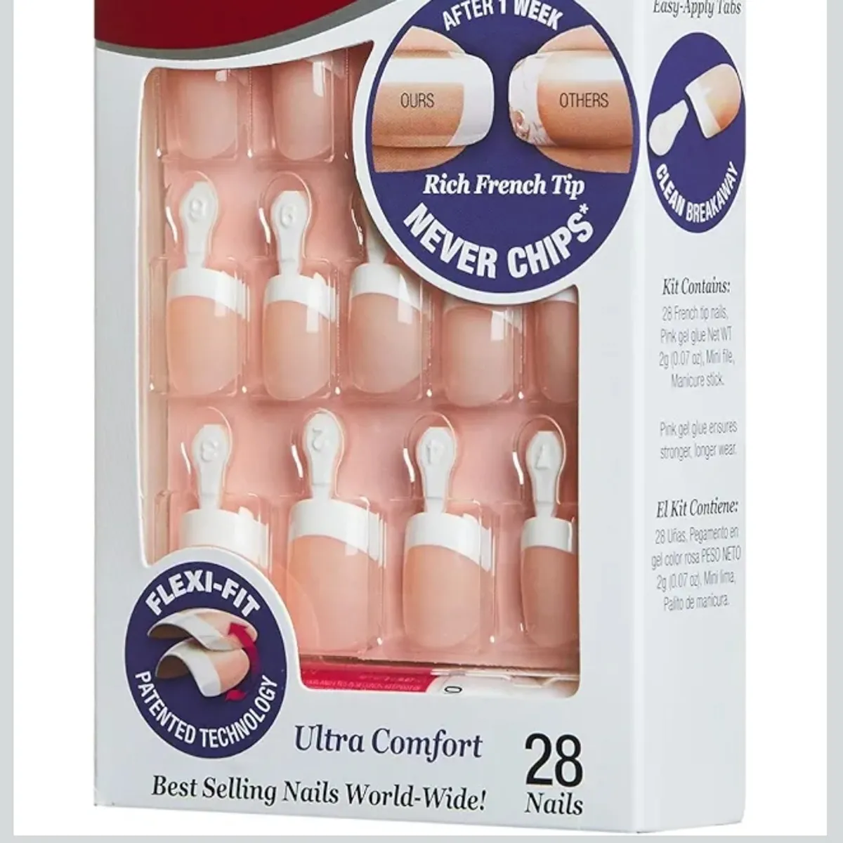 28pcs Everlasting French Nail Manicure, Chip-Free  Nail Kit