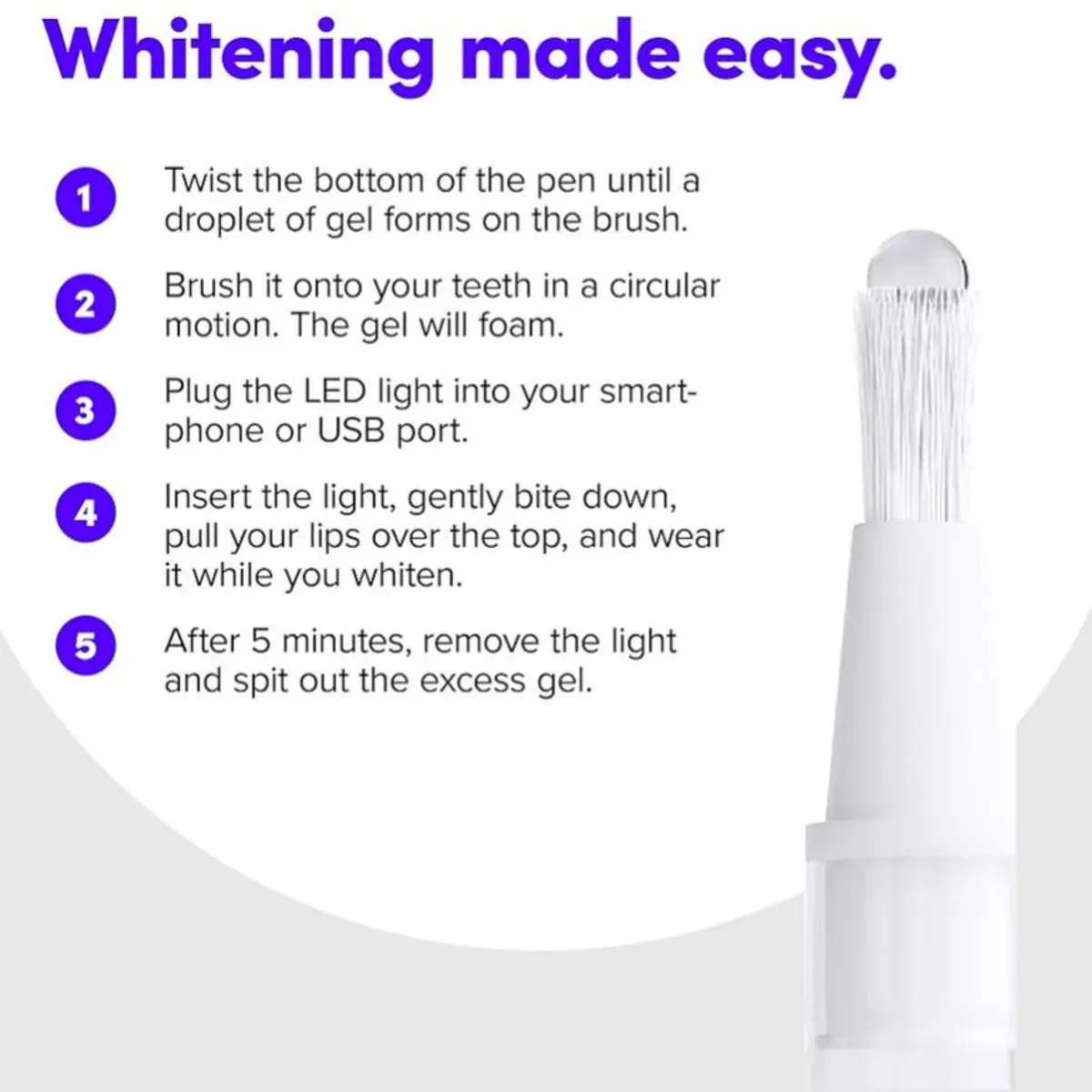 SmileDirectClub Teeth Whitening Kit with LED Light - 4 Pack Gel Pens - Professional Strength Hydrogen Peroxide.