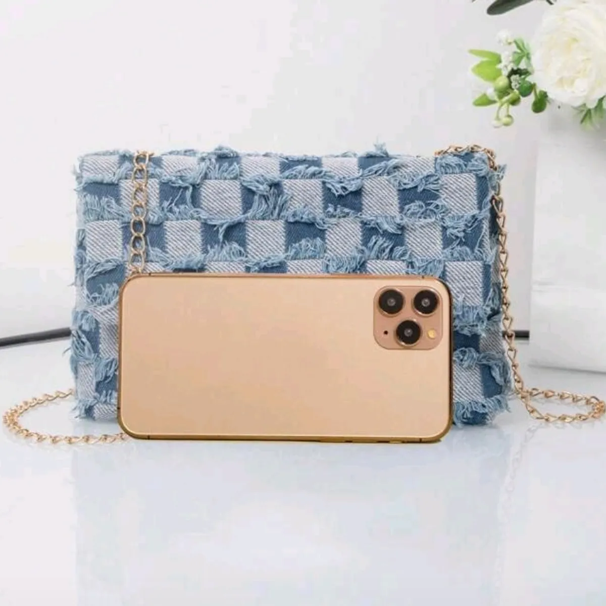 Women's  Blue denim Crossbody Bag
