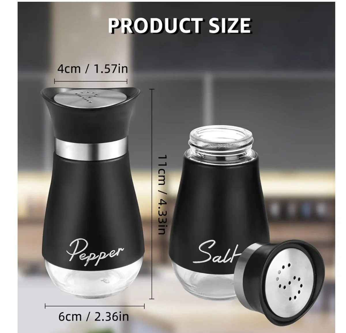 Seasoning Bottle, Salt And Pepper Shaker Set with Stainless Steel Lids