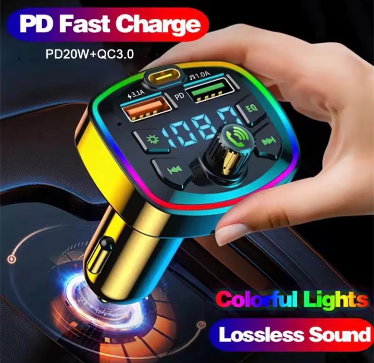 Car Bluetooth 5.0 FM Transmitter Wireless Adapter Mic Audio Receiver
