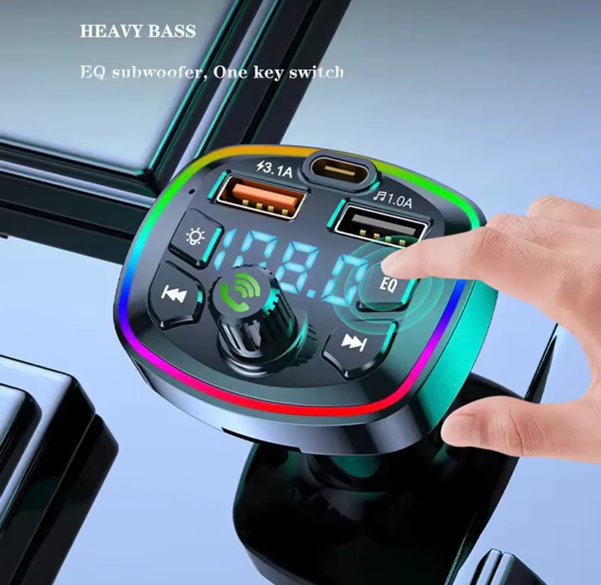 Car Bluetooth 5.0 FM Transmitter Wireless Adapter Mic Audio Receiver