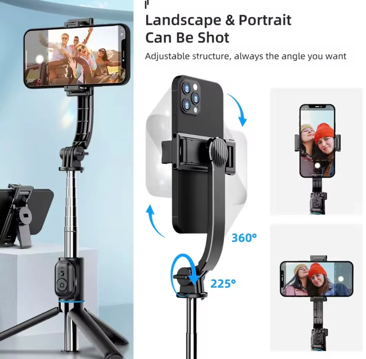 Selfie Stick Tripod Stand with Bluetooth Remote Extendable Phone Tripod