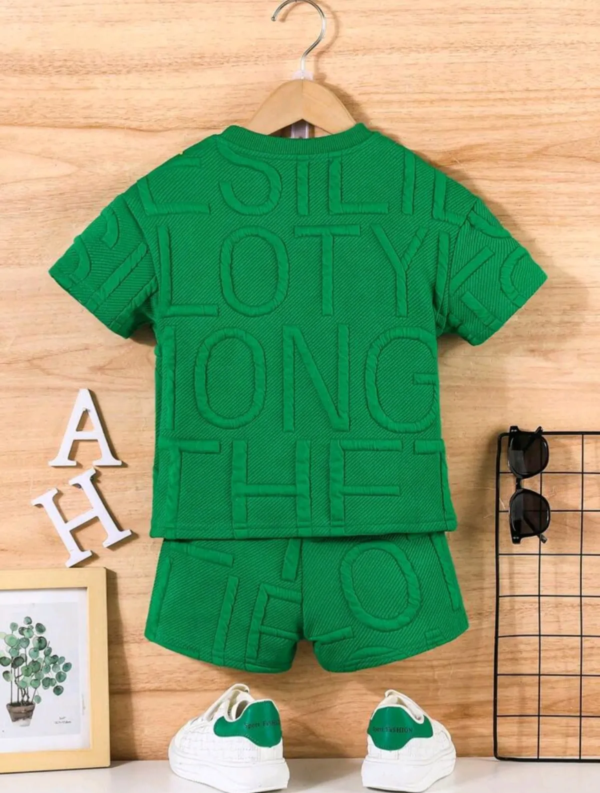 Letter Print Short Sleeve Suit