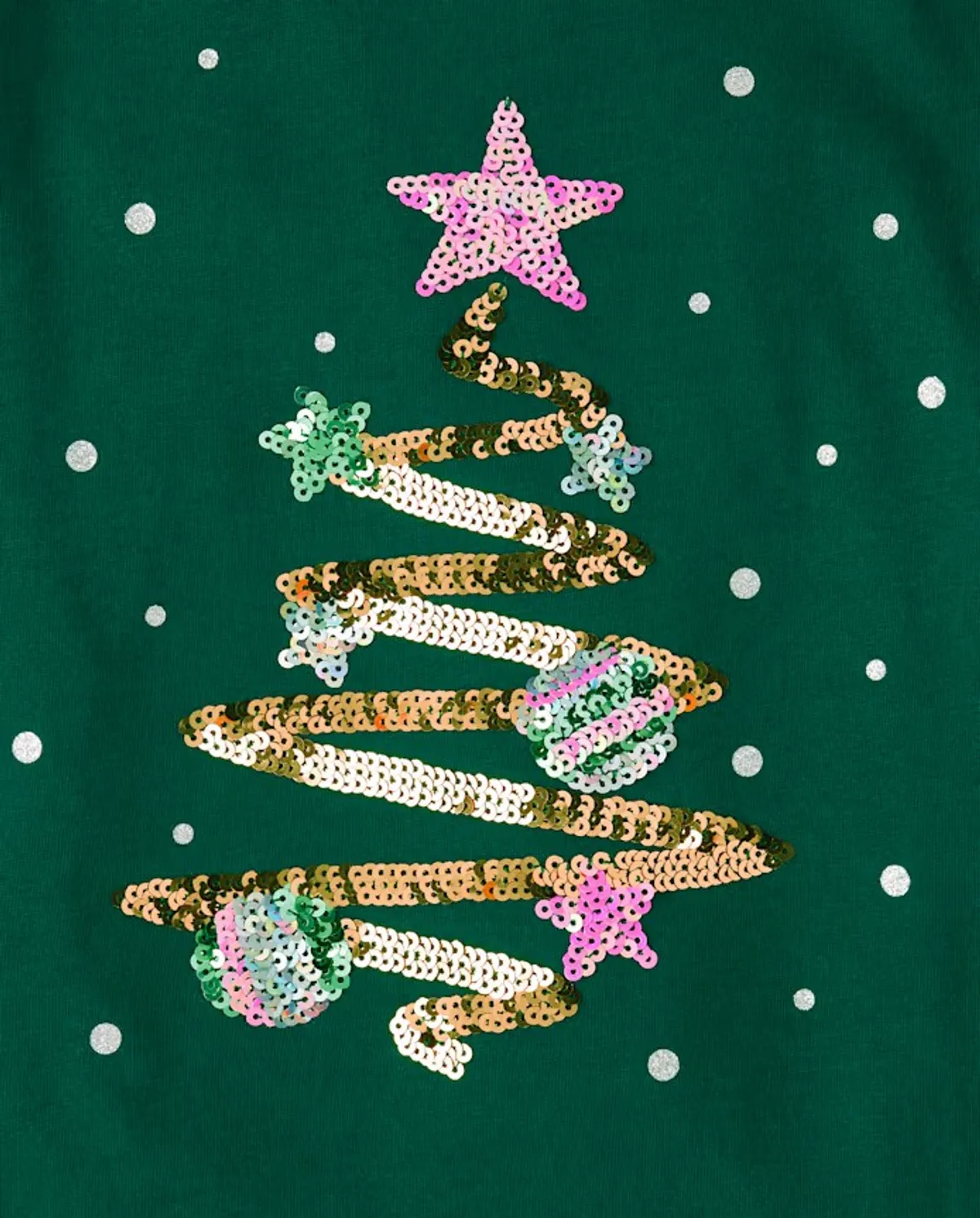 Girls Sequin Bar Back Graphic Top - Green, Size  L 10/12
