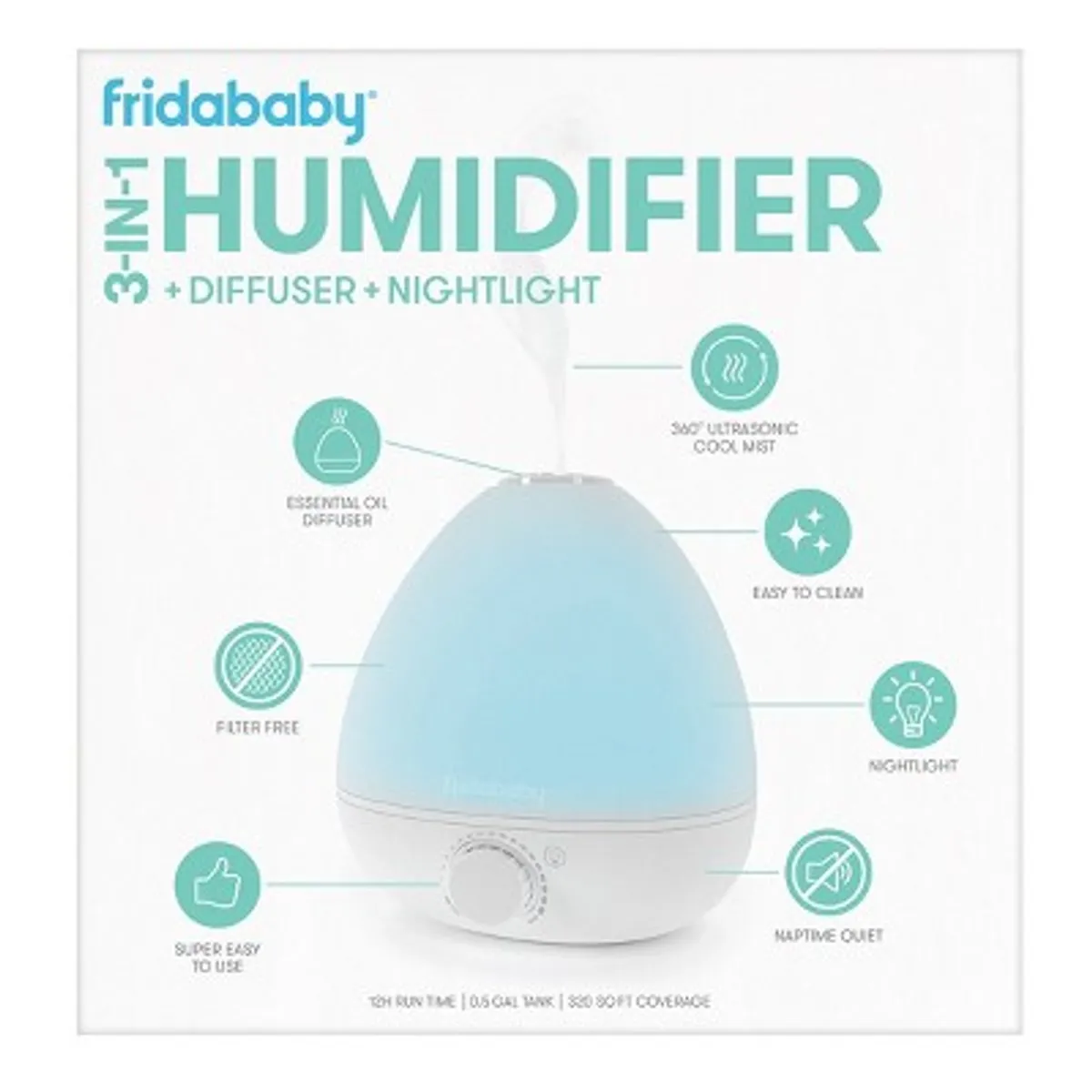 New Frida Baby 3-in-1 Humidifier, Diffuser & Nightlight (White)