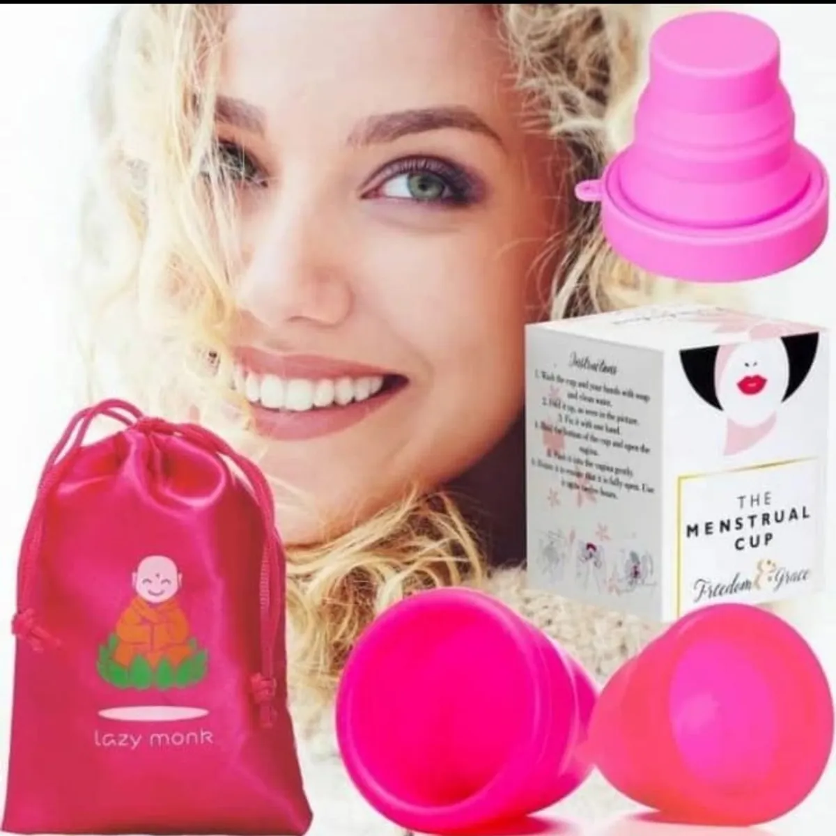 Lazy Monk 2 Menstrual Cups Set Large & Small Silicone Soft Copa Period flex Lena