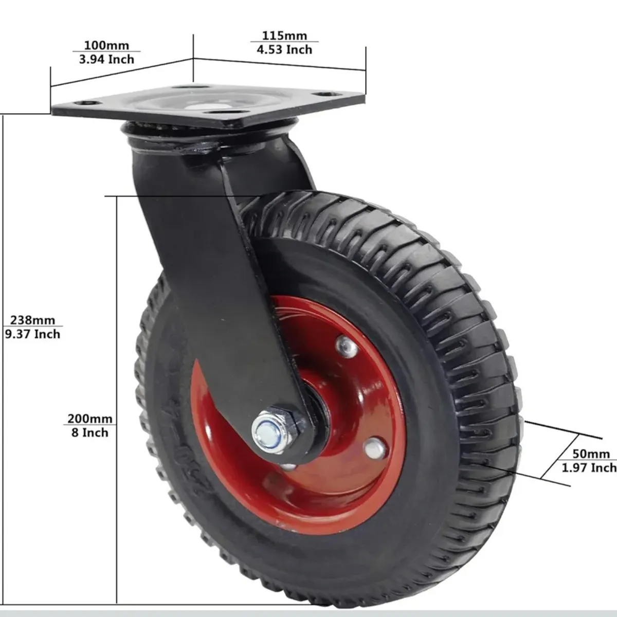 Casoter Swivel Solid Rubber Heavy Duty Industrial Caster 8x4