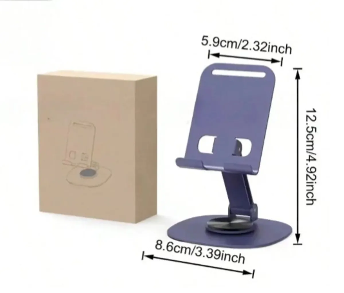 Metal Mobile Cell Phone Holder, Phone Stand, Adjustable Height Foldable Desktop phone Stand, Universal Phone Stand For IPhone Android.  360° Rotatable, Black.