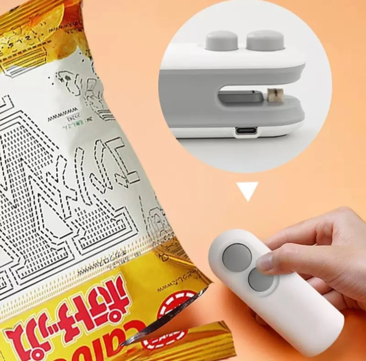 Mini Bag Sealer, 2-in-1 Rechargeable Mini Heat Sealer & Cutter, Magnetic Portable Plastic Bag Sealer for Snacks, Chips, Food Freshness Storage (White)