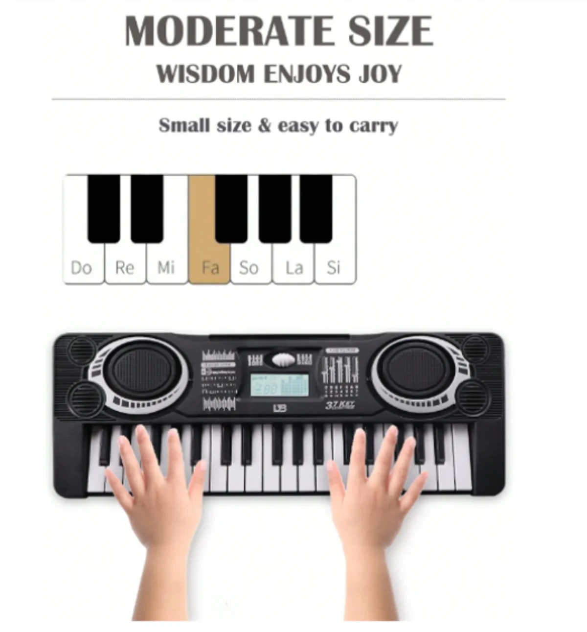 37-Key Electronic Music Piano Toy, Children Educational Intelligent Multifunctional Simulated Piano, Keyboard Parent-Child Interactive- Black, Small, 13.5 inches, age 3+