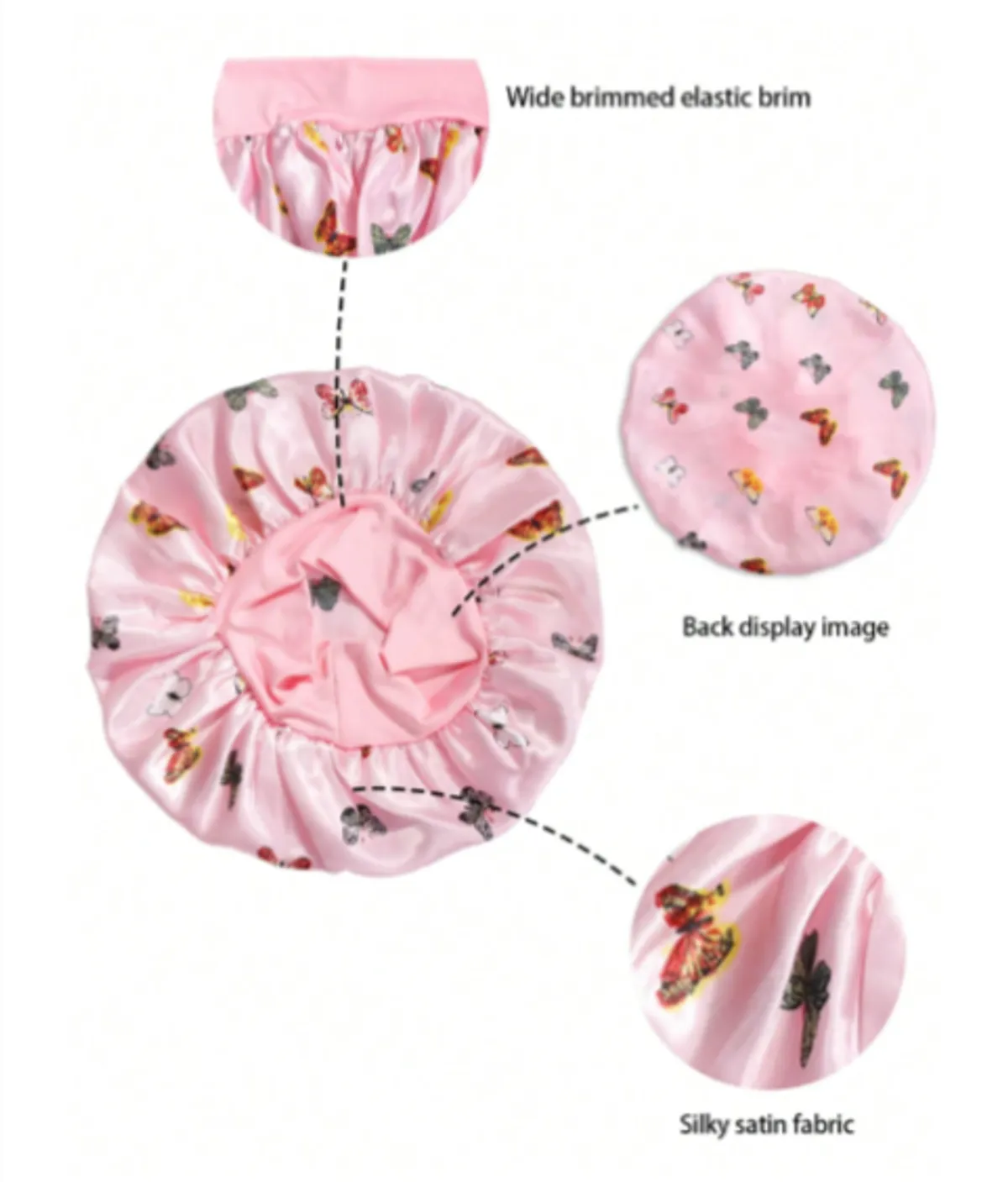 Kids' Wide Brim Butterfly Printed Bonnets With Elastic Band, Stylish Headwear 3pcs