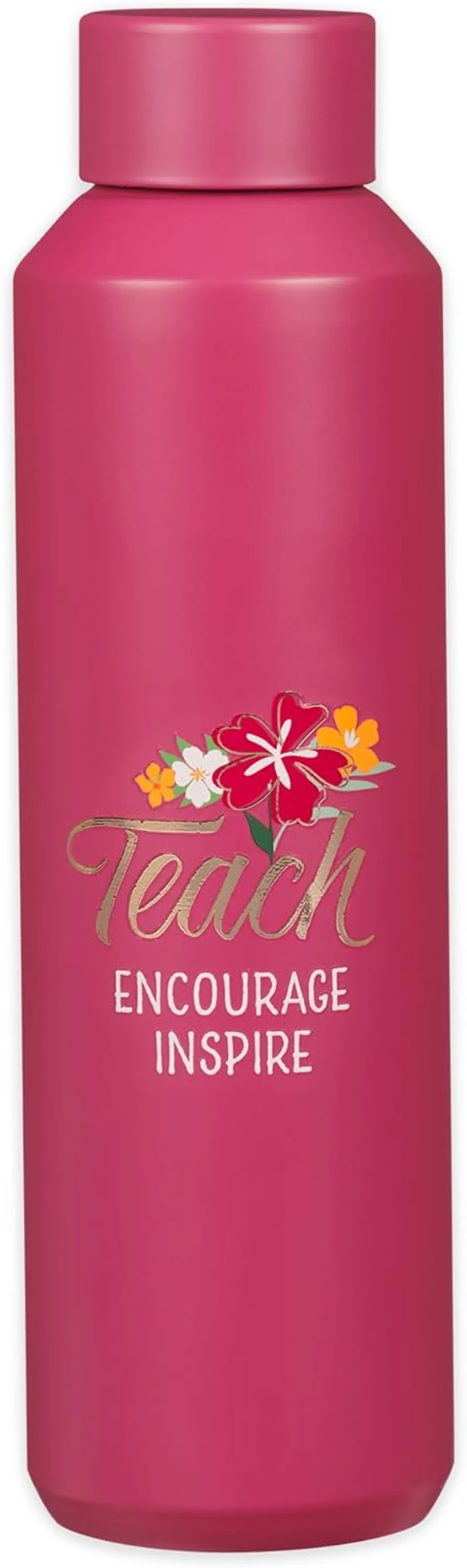 Teach, Encourage, Inspire Fuchsia Pink Stainless Steel Water Bottle