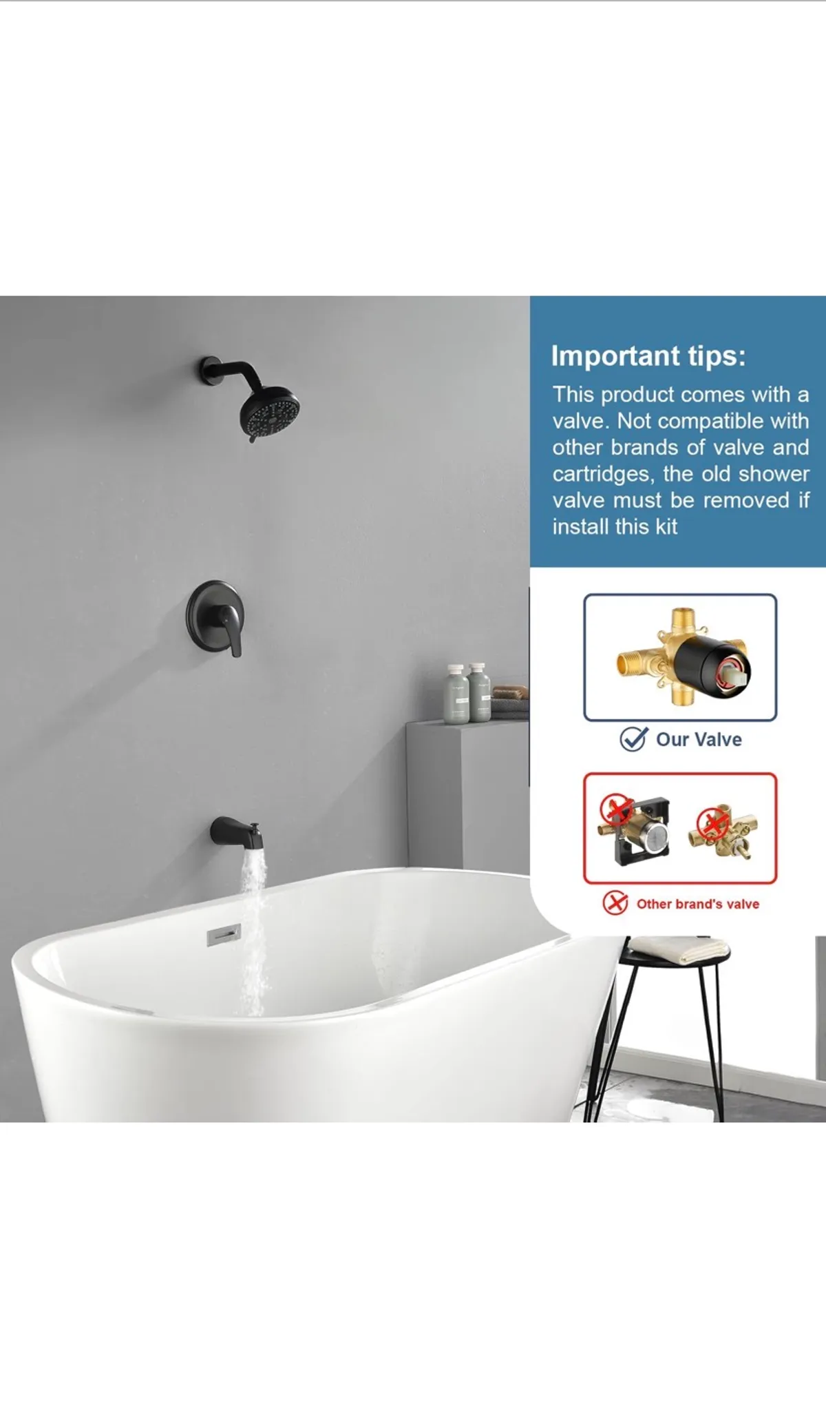 Tub Shower Faucet Combo Set Bathtub Faucet Set Shower System with Tub Spout Shower Tub Kit Shower Valve and Trim Kit Shower Fixtures Matte Black
