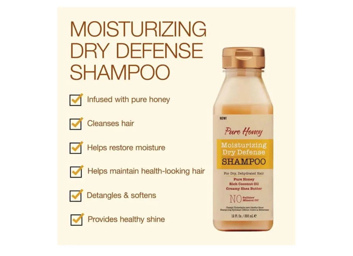 Creme Nature Pure Honey Moisturizing Dry Defense Shampoo, 12 oz
