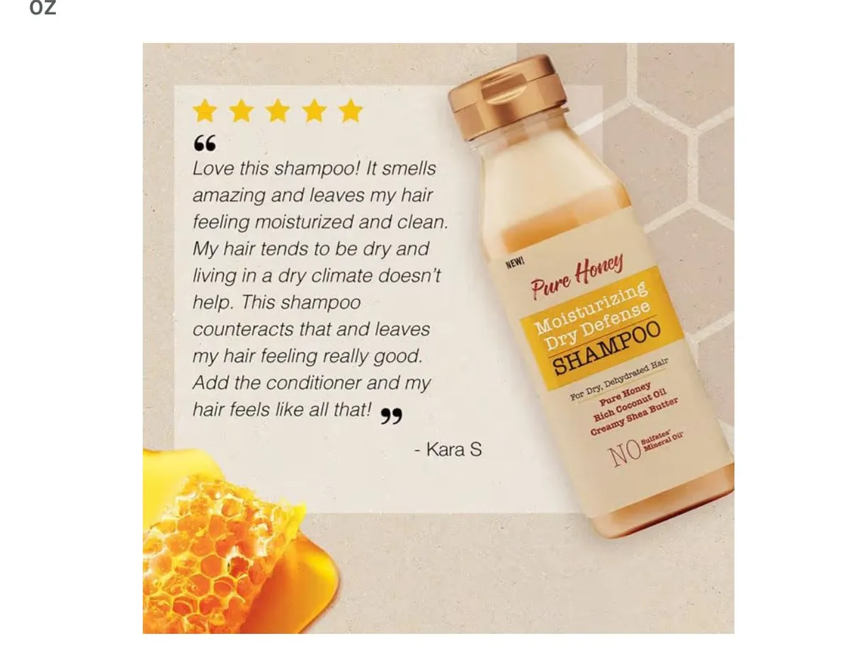 Creme Nature Pure Honey Moisturizing Dry Defense Shampoo, 12 oz