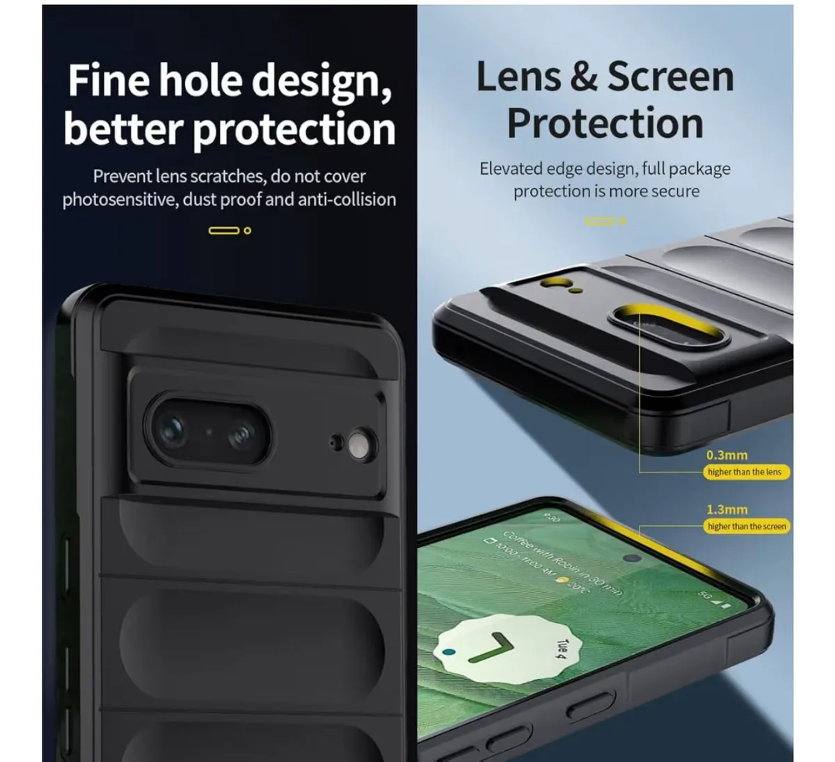 Google Pixel 7 Pro Silicone Phone Case With 2Pcs Screen Protector