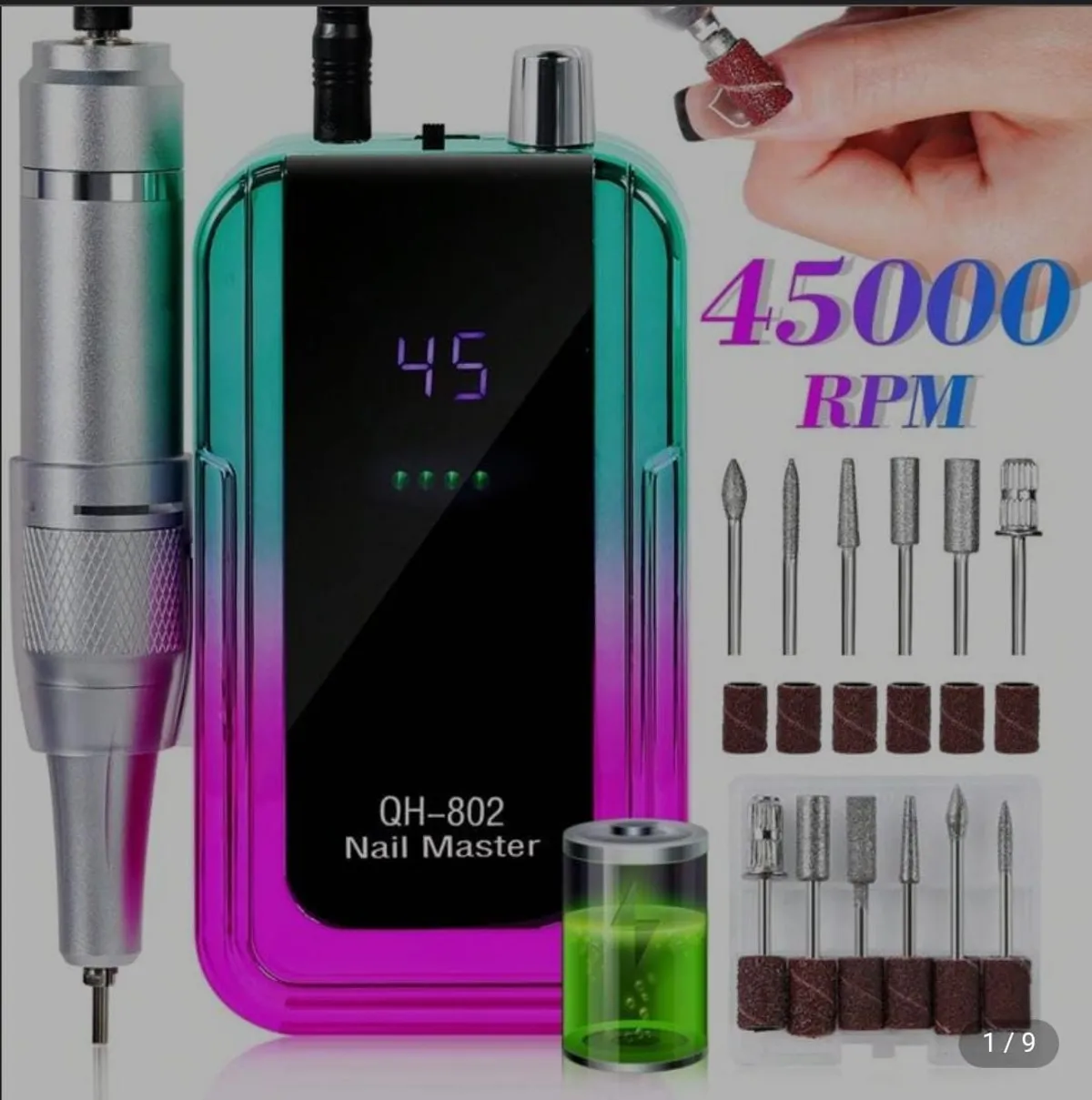 Portable Electric Nail Drill Machine Display Nails For Acrylic Gel Polish Rechargeable Nail Tool