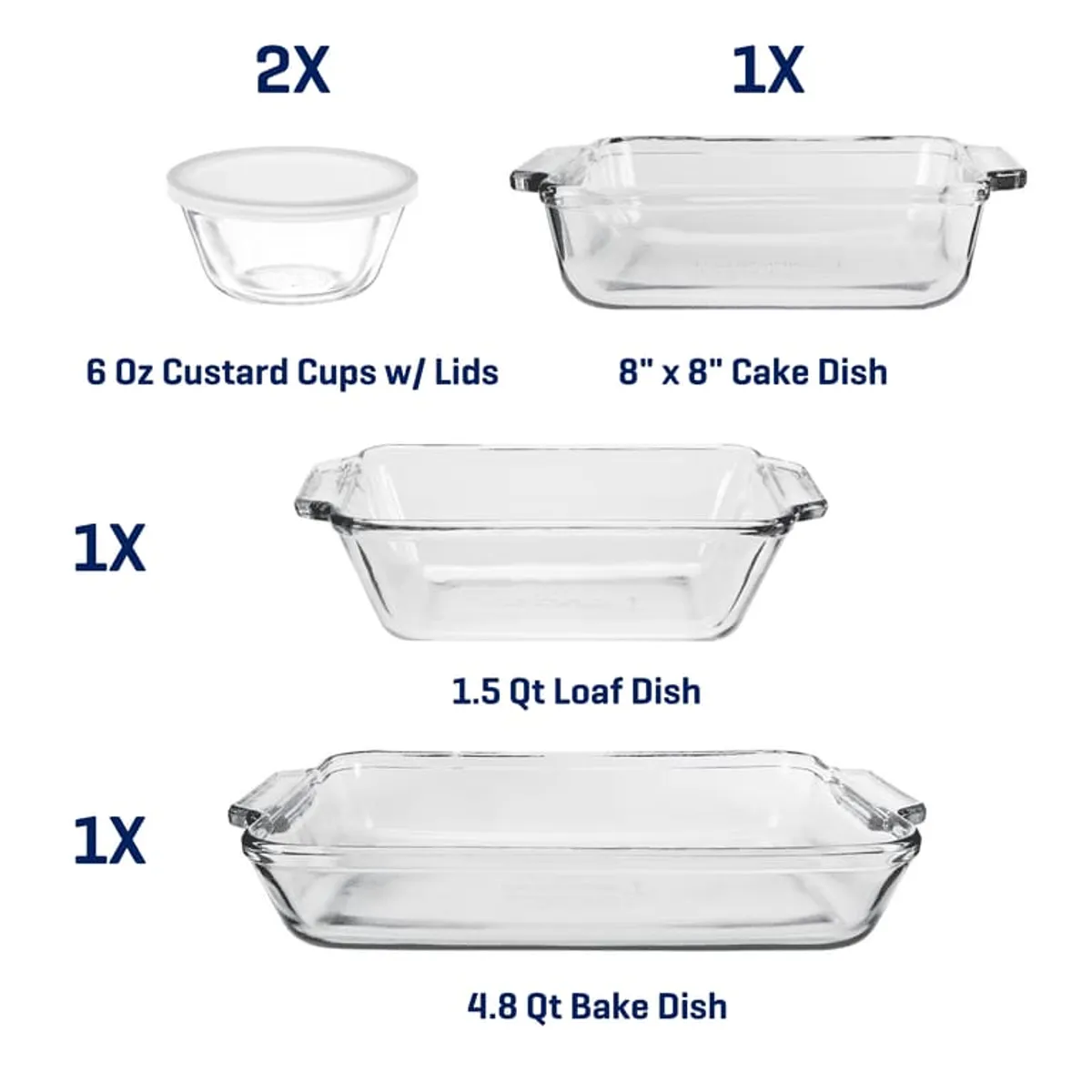 Anchor Hocking Glass Baking Dish Set, 7 Piece Glass Bakeware Set
