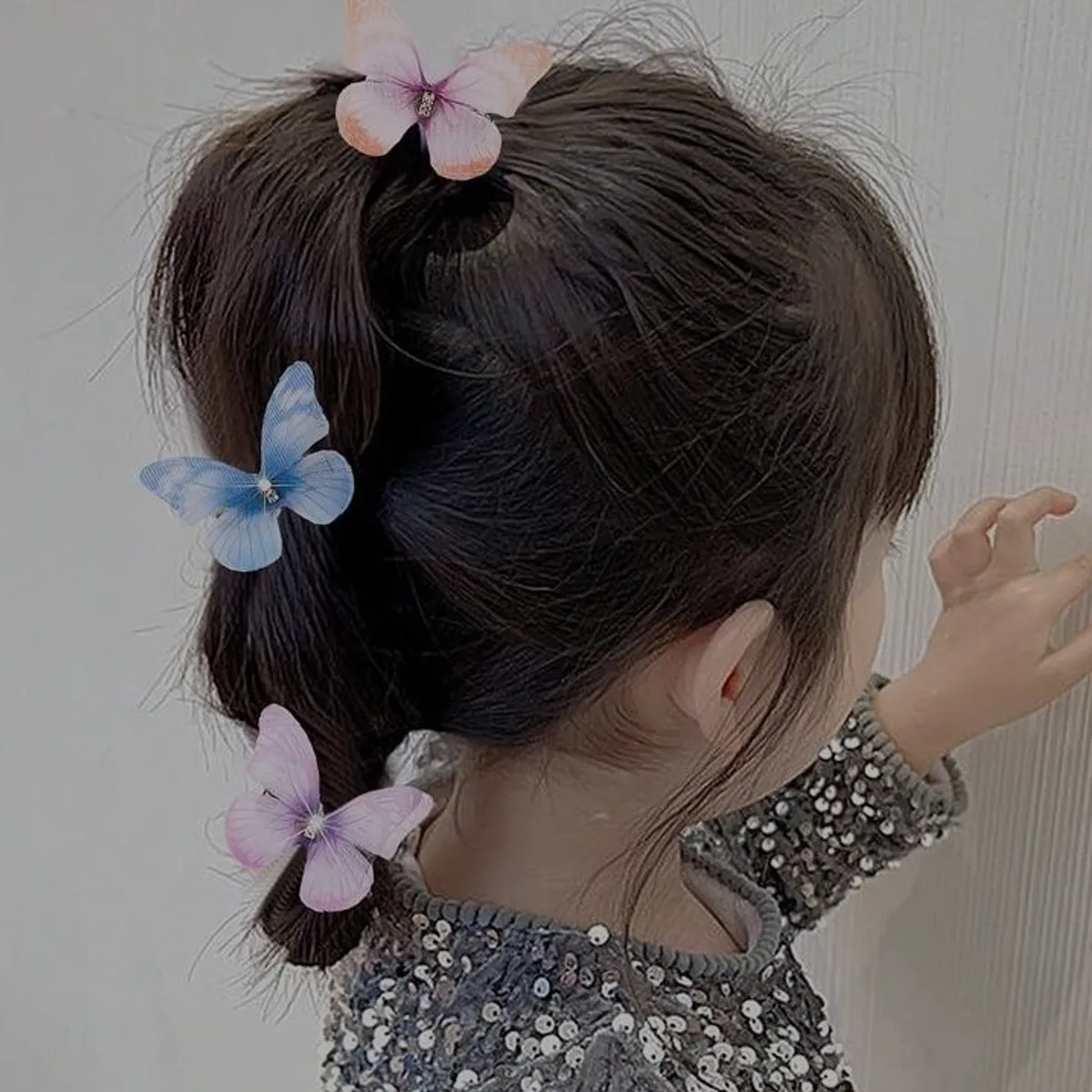 Kids Girls Multicolor Hair Scrunchies, Butterfly Accessories.