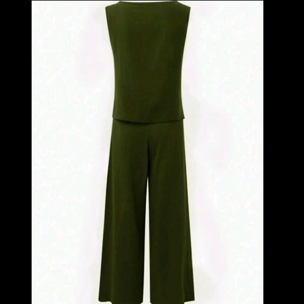 2pcs Simple Army Green Casual Pants And Vest Set - Size S