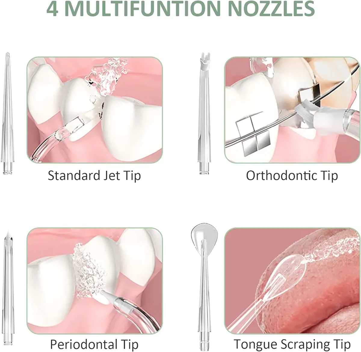 Portable Dental Oral Irrigator with IPX7 Waterproof,3 Modes & 4 Jet Tips (Water Flosser)