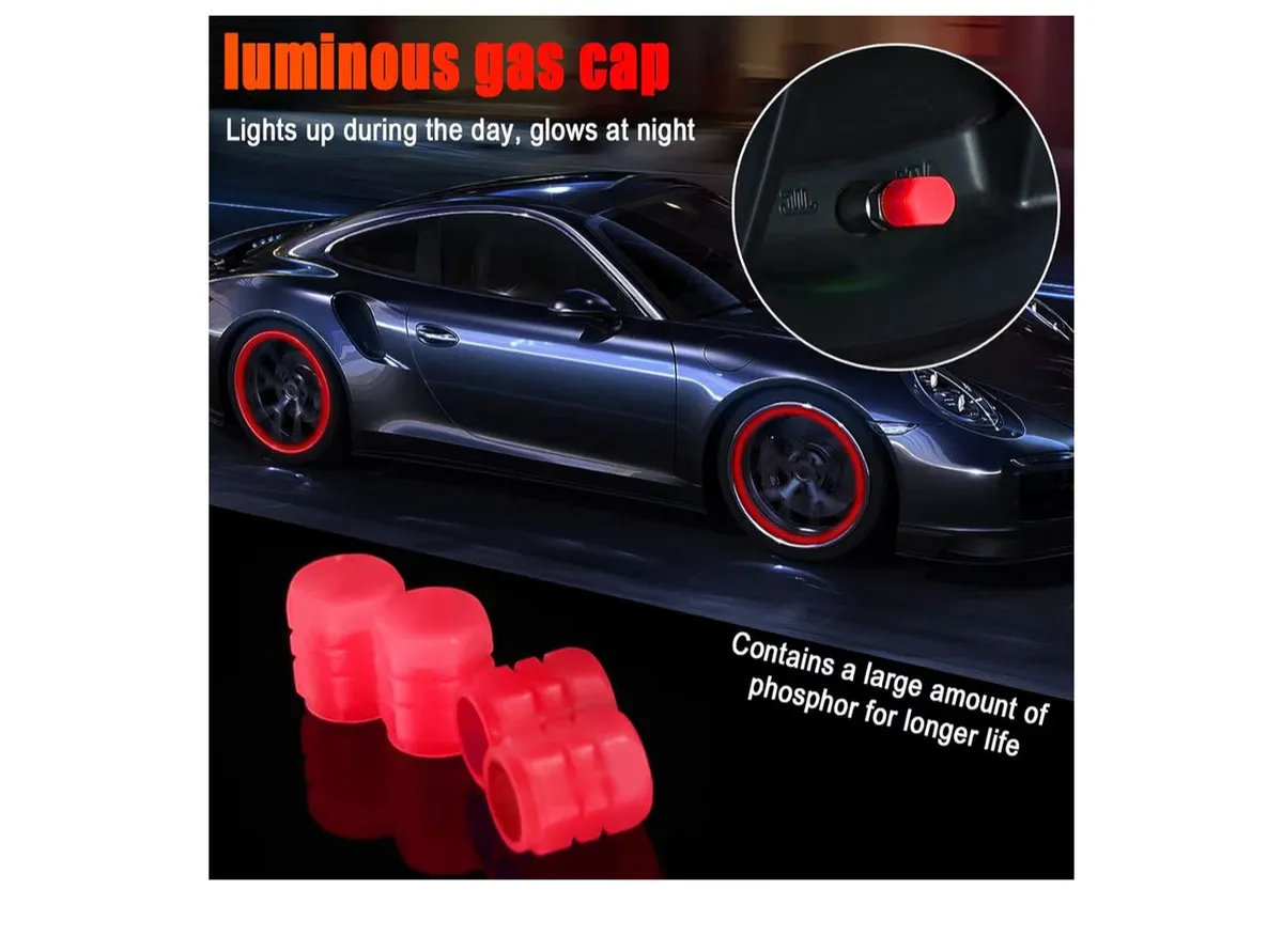 12PCS Red Fluorescent Car Tire Valve Stem Caps