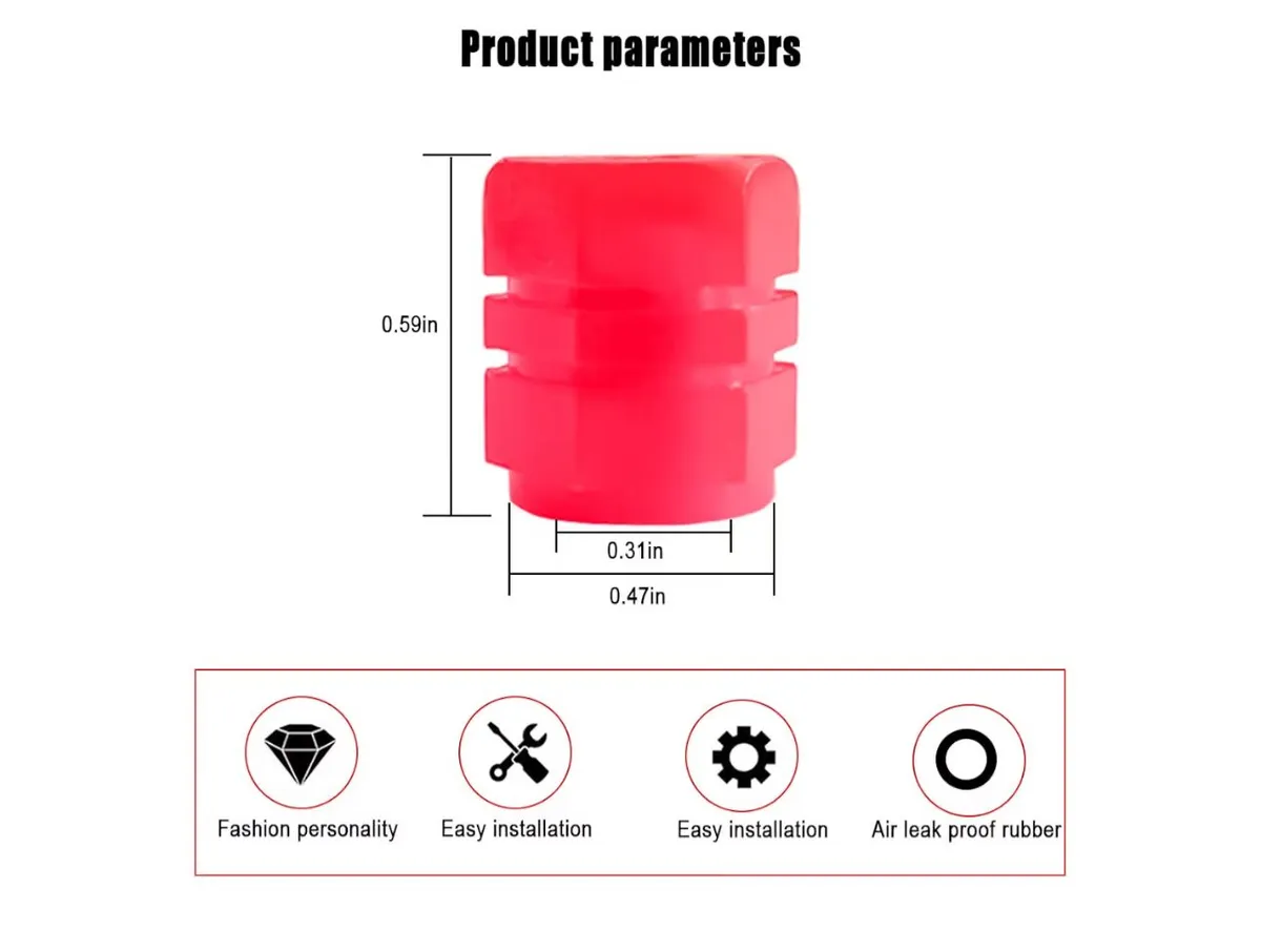 12PCS Red Fluorescent Car Tire Valve Stem Caps