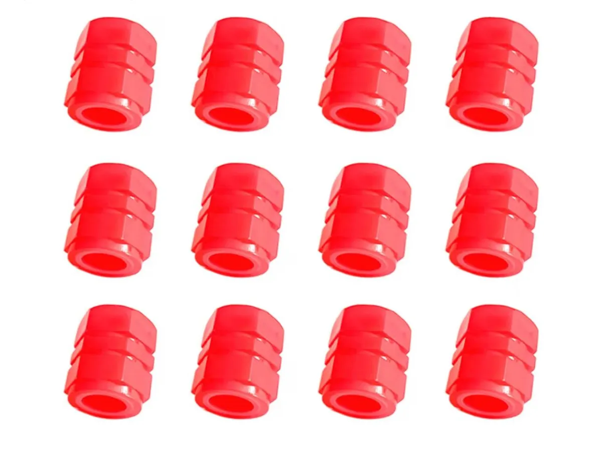 12PCS Red Fluorescent Car Tire Valve Stem Caps