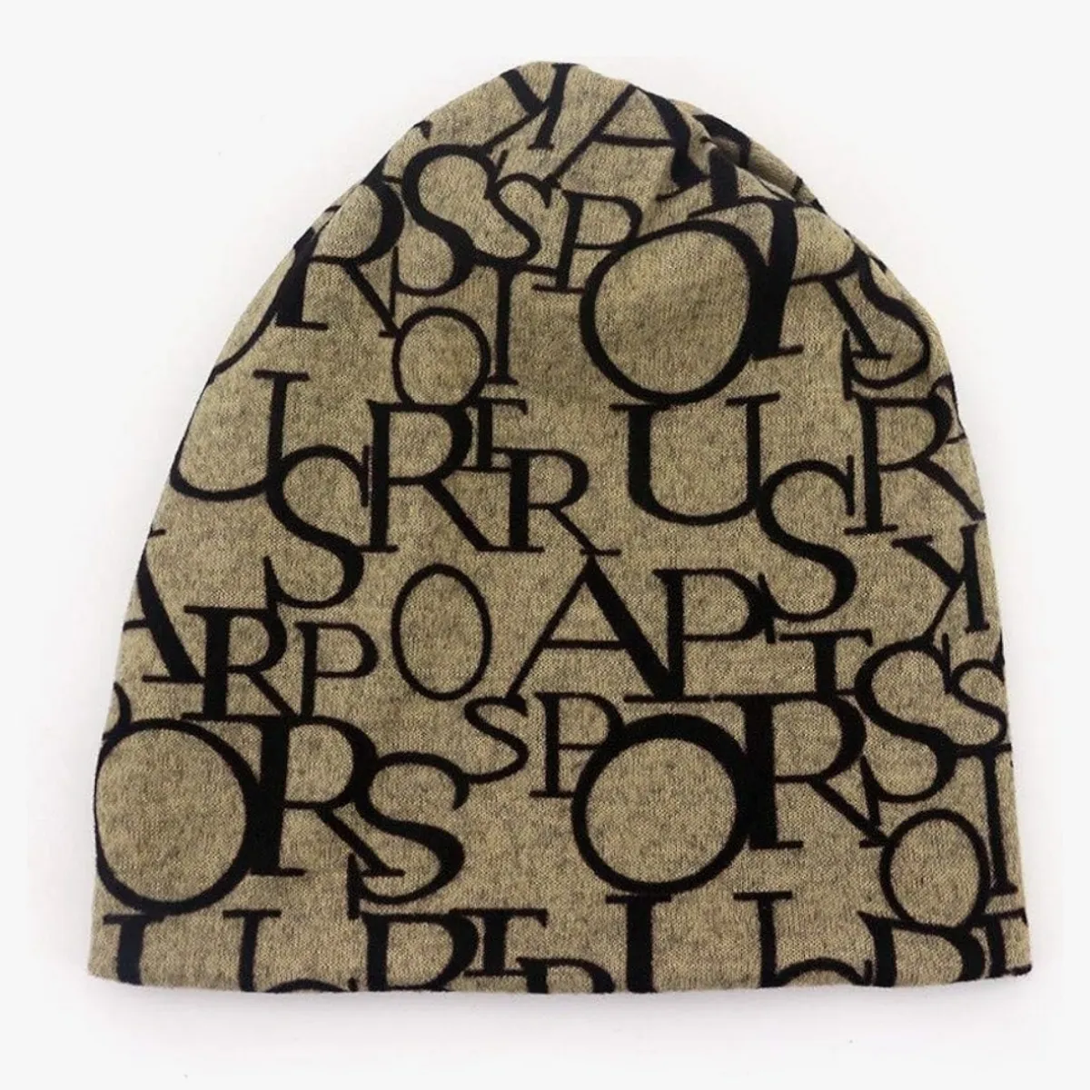 Unisex  Khake Letter Skull Caps Convertible Windproof,Scarf  & Beanie Khaki-Size( Free Size)