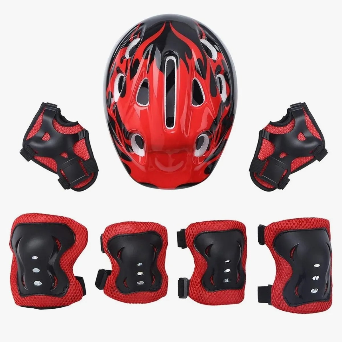 Children's Red Bicycle Helmet 7 Piece Set