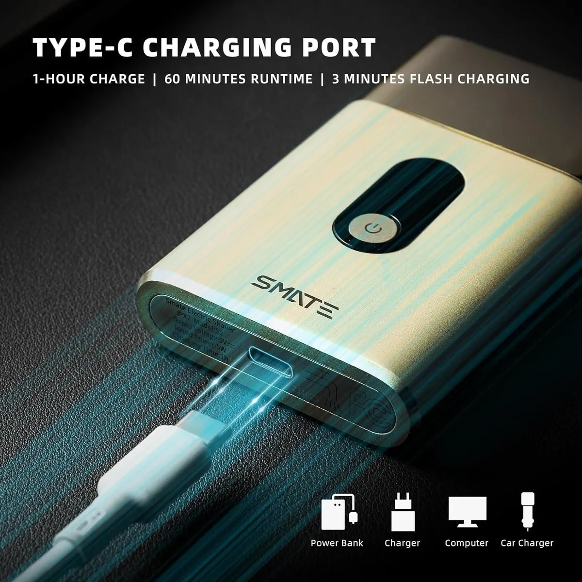 SMATE Electric Shaver for Men Portable Electric Razor for Men Face Clean Shave USB Type-C Rechargeable Mini Razor