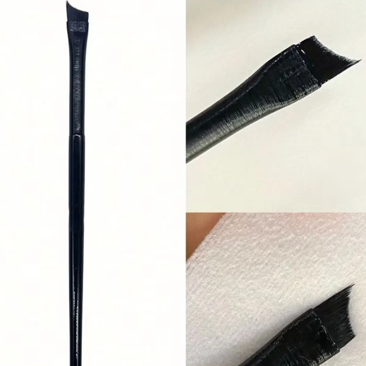 1pc Black Oblique Head French Tip Nail Brush - Half-Moon Shape