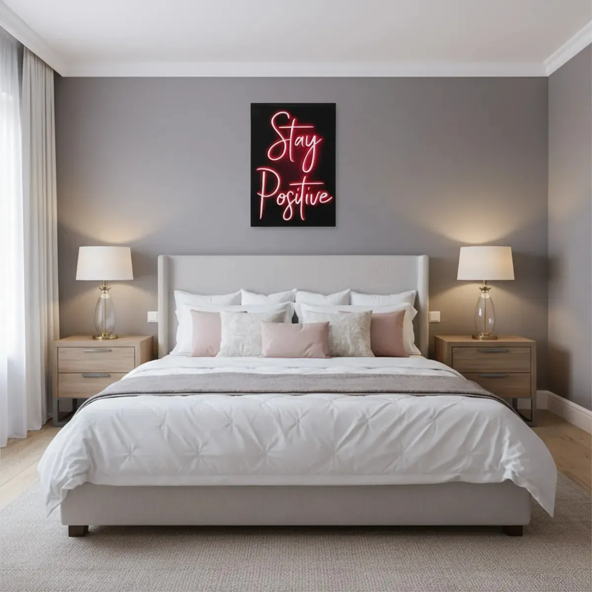 4 Pcs Positive Affirmations Neon Sign Wall Decor Wallpaper (30x40 Pink) No Frame