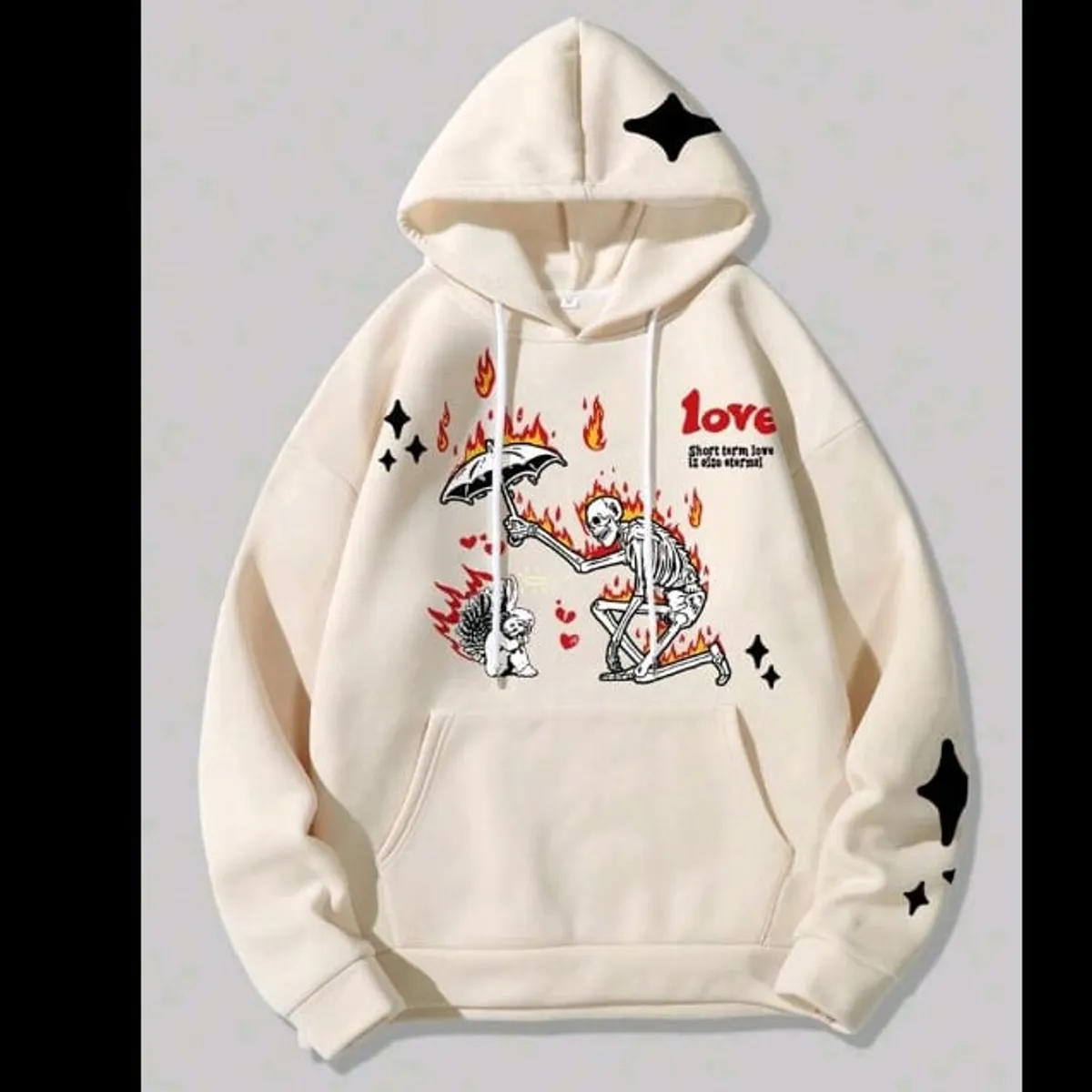 Street Life Men's Hoodie With Letter And Skeleton Print - Size S
