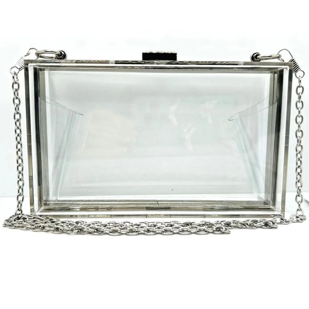Transparent Silver Acrylic Clutch Bag